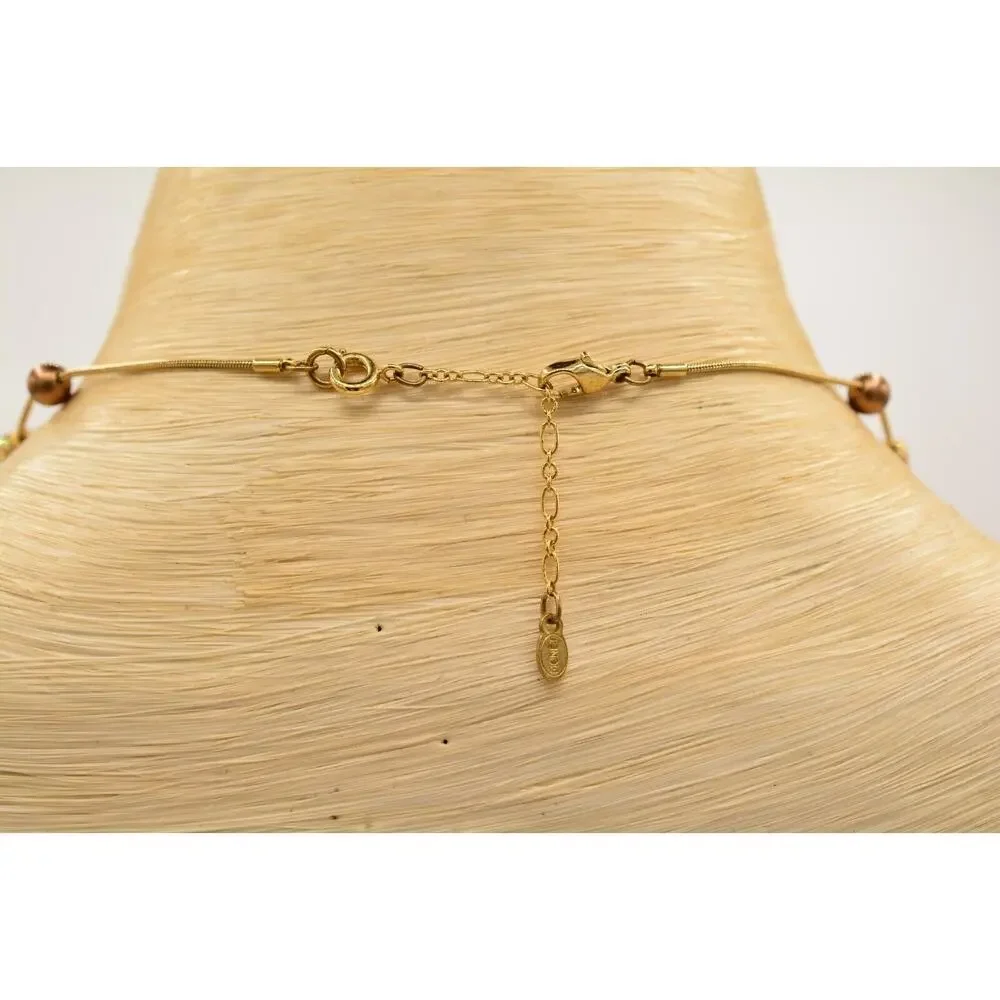 Monet Vintage Collar Necklace Bronze Pearl Beaded Crystal Signed Bin4B